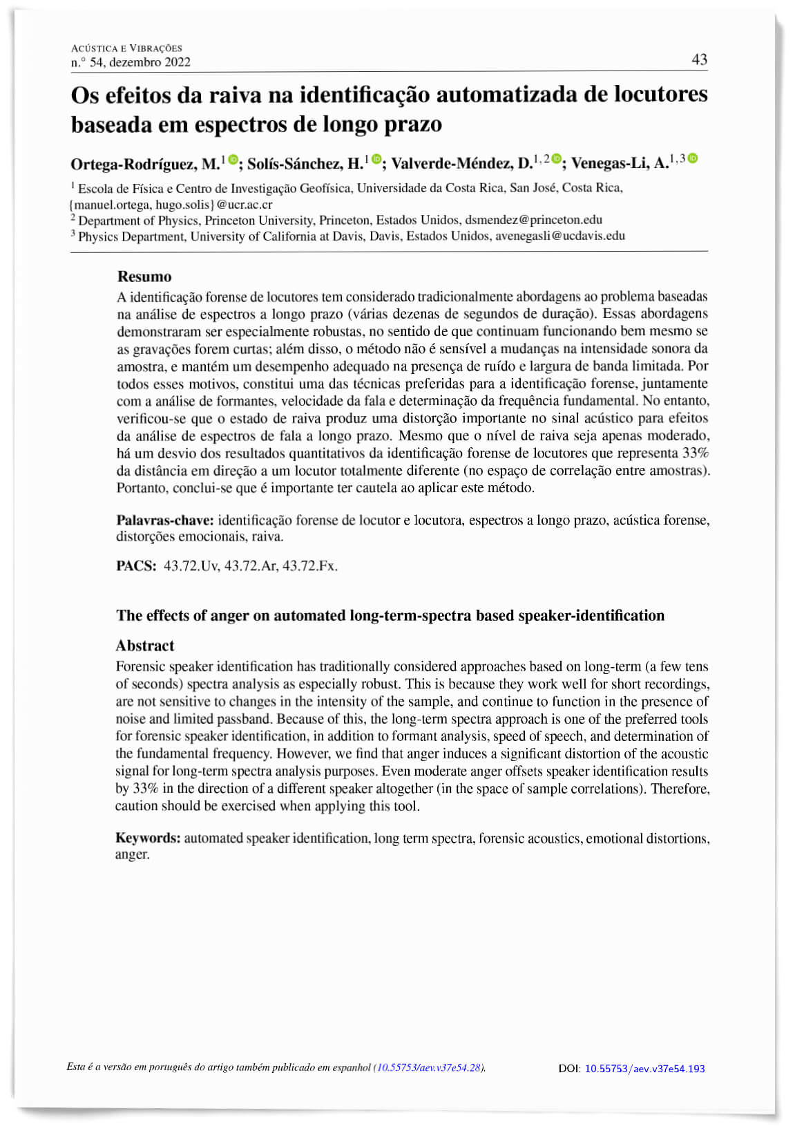 AeV 54 - Os efeitos da raiva na identificação automatizada de locutores baseada em espectros de longo prazo