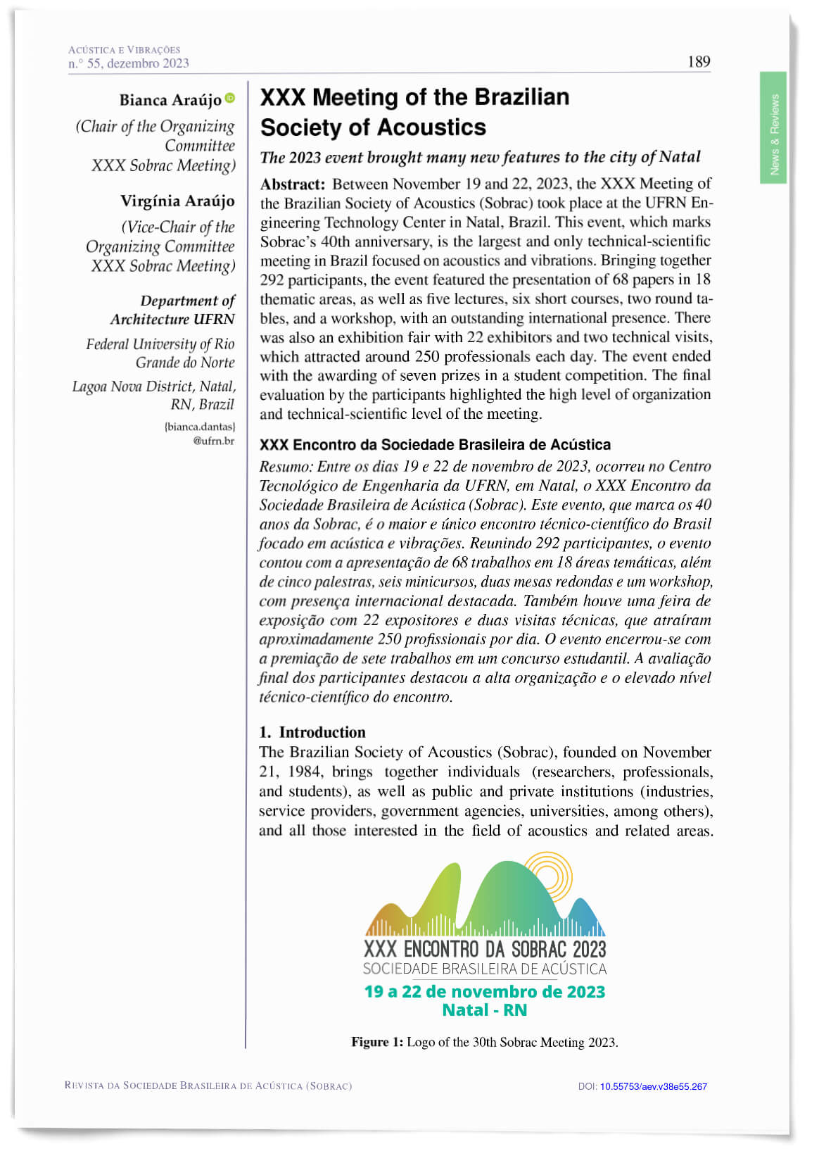 XXX Meeting of the Brazilian Society of Acoustics