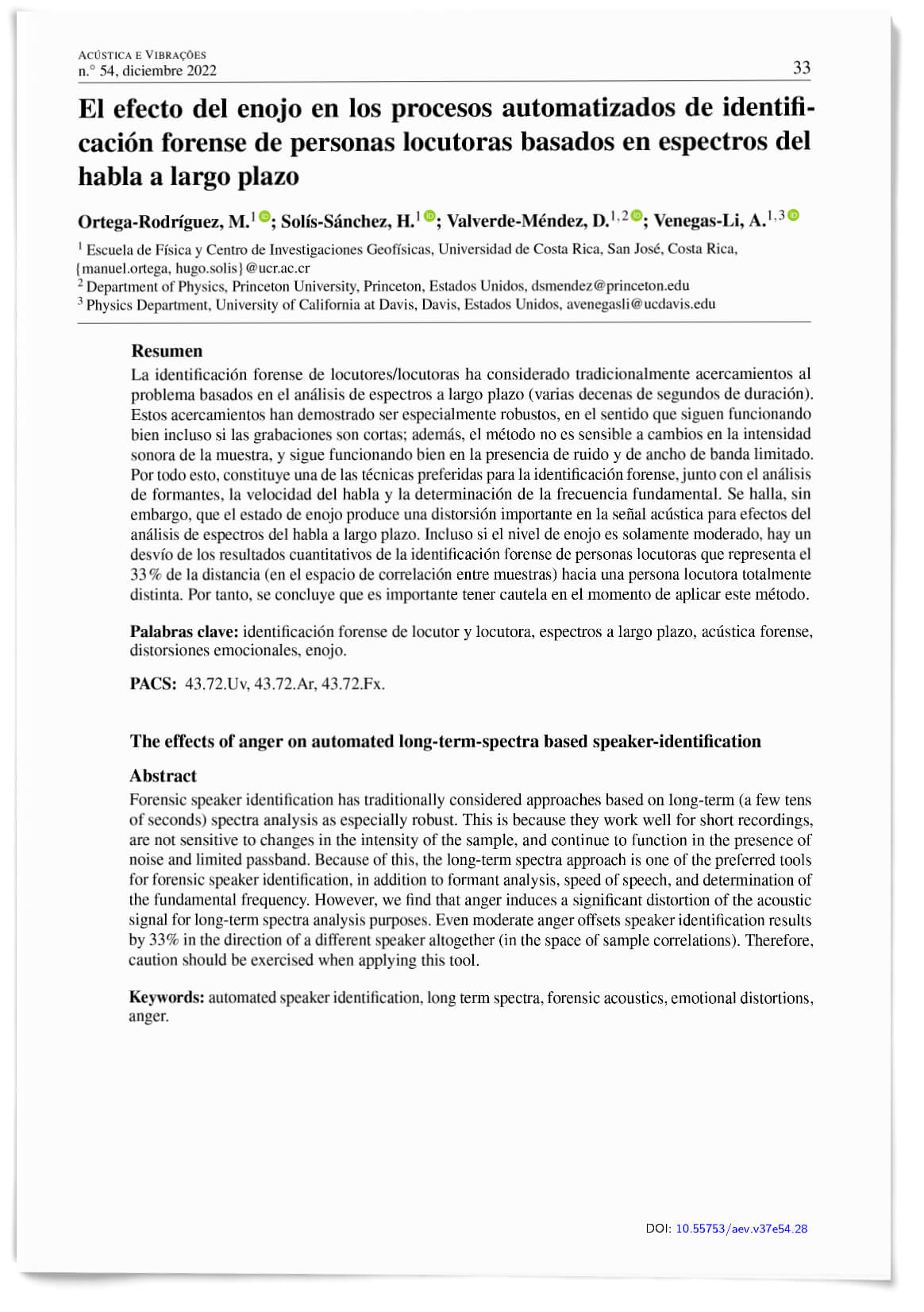 AeV 54 - El efecto del enojo en los procesos automatizados de identificación forense de personas locutoras basados en espectros del habla a largo plazo