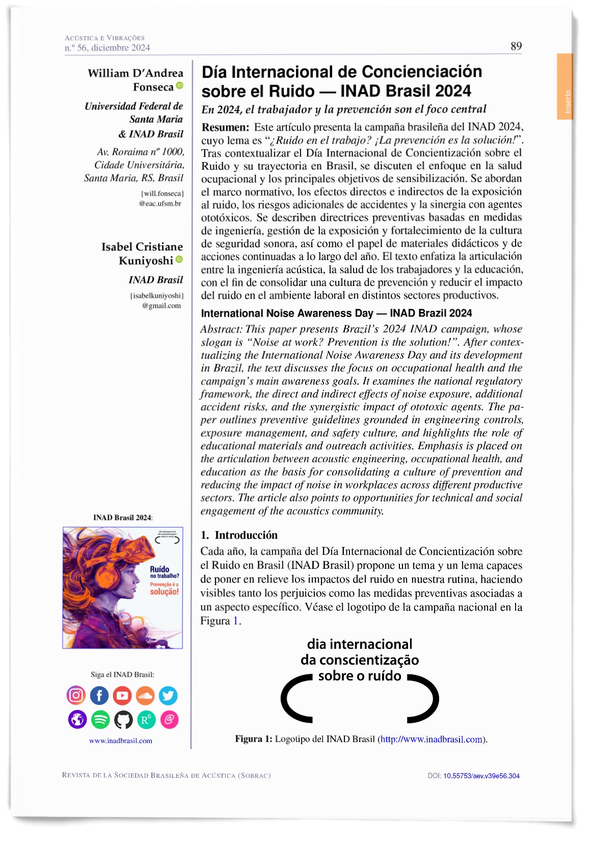 Día Internacional de Concienciación sobre el Ruido – INAD Brasil 2024