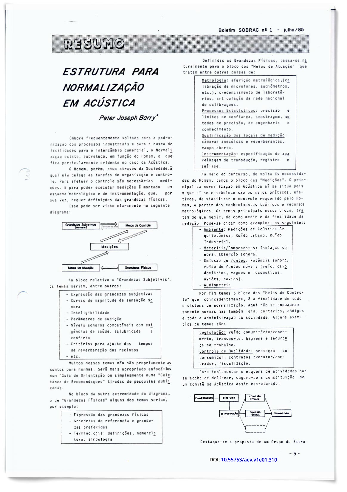 Estrutura para normalização em acústica