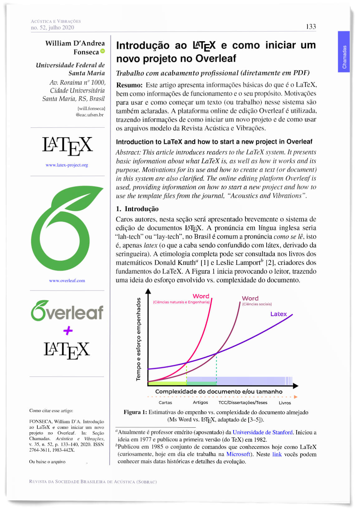 Capa - Introdução ao LaTeX e como iniciar um novo projeto no Overleaf (Acústica e Vibrações 52)